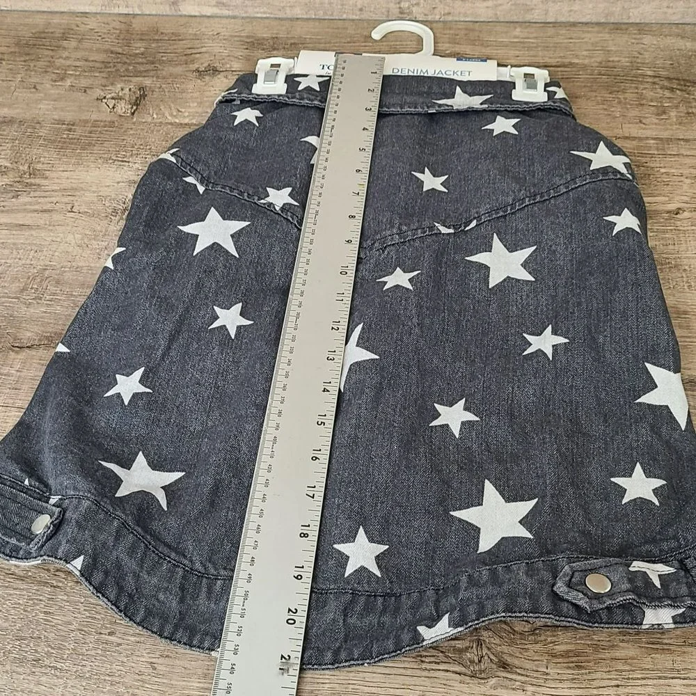 Top Paw Faded Black White Star Denim Dog Jacket Size: XL Shacket Shirt - Picture 4 of 9